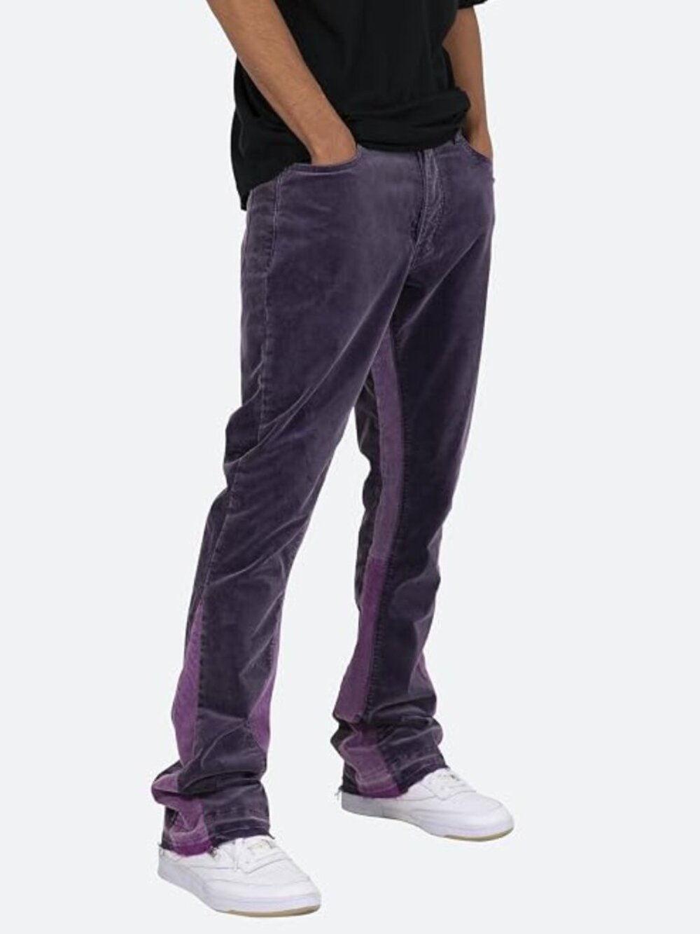 MNML B428 Corduroy Flare Pants Button Fly Mens 32 Purple Two Tone NWT - Picture 2 of 14